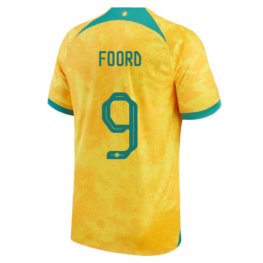 Herren Australische Caitlin Foord #9 Gold Heimtrikot Trikot 22-24 T-shirt