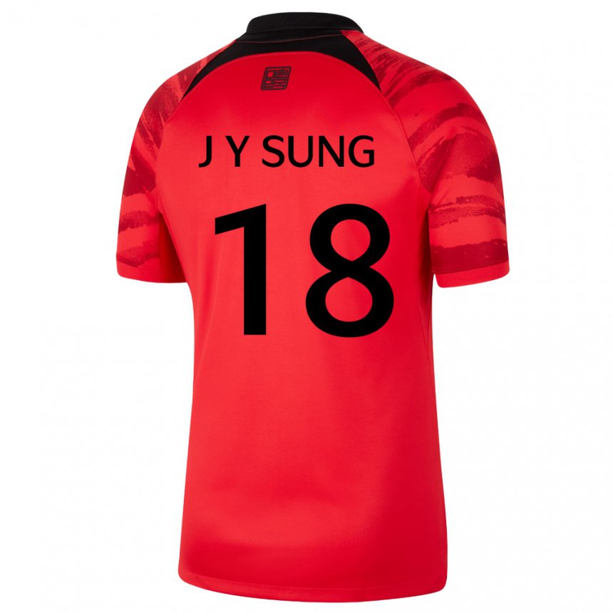 Herren Südkoreanische Sung Jin Young #18 Rot Schwarz Heimtrikot Trikot 22-24 T-shirt