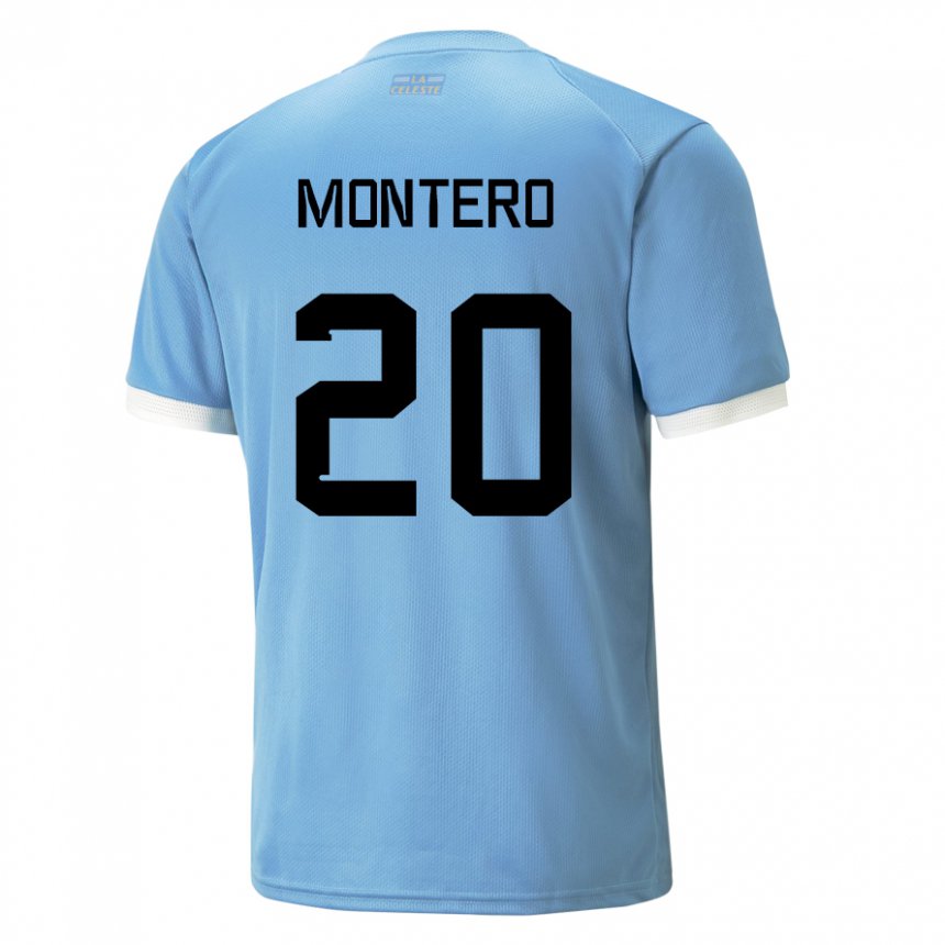 Herren Uruguayische Alfonso Montero #20 Blau Heimtrikot Trikot 22-24 T-shirt