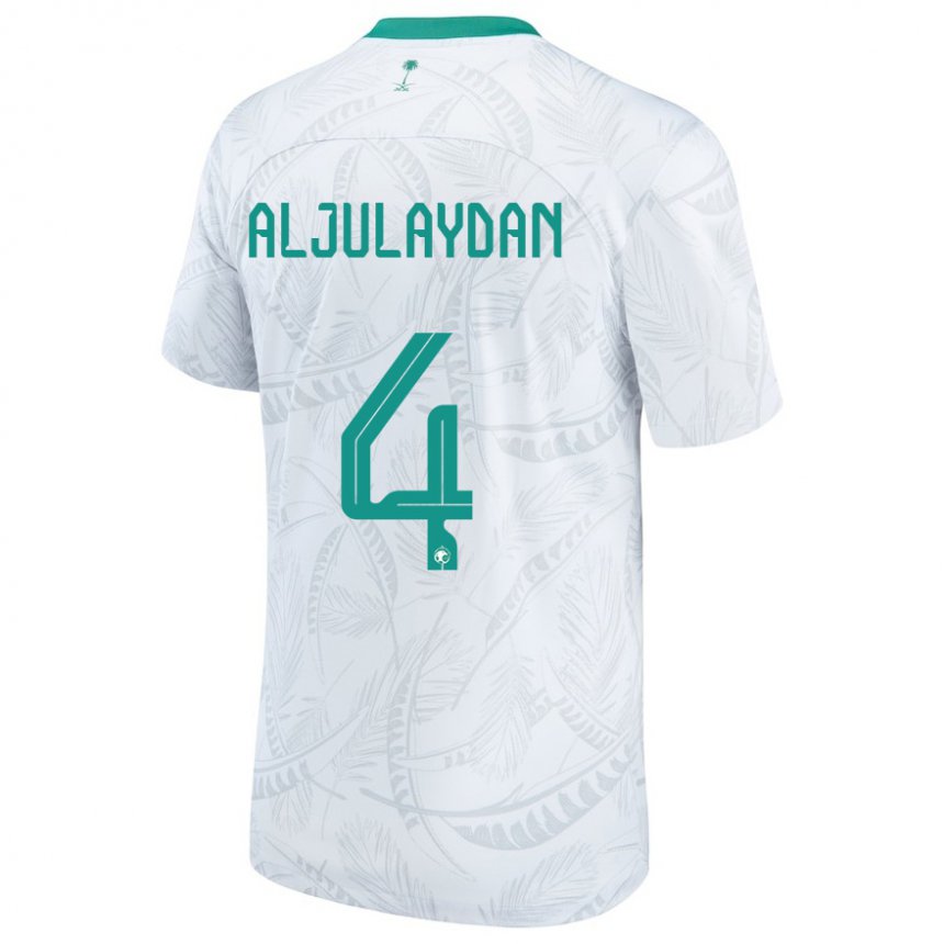 Herren Saudi-arabische Ahmed Aljulaydan #4 Weiß Heimtrikot Trikot 22-24 T-shirt