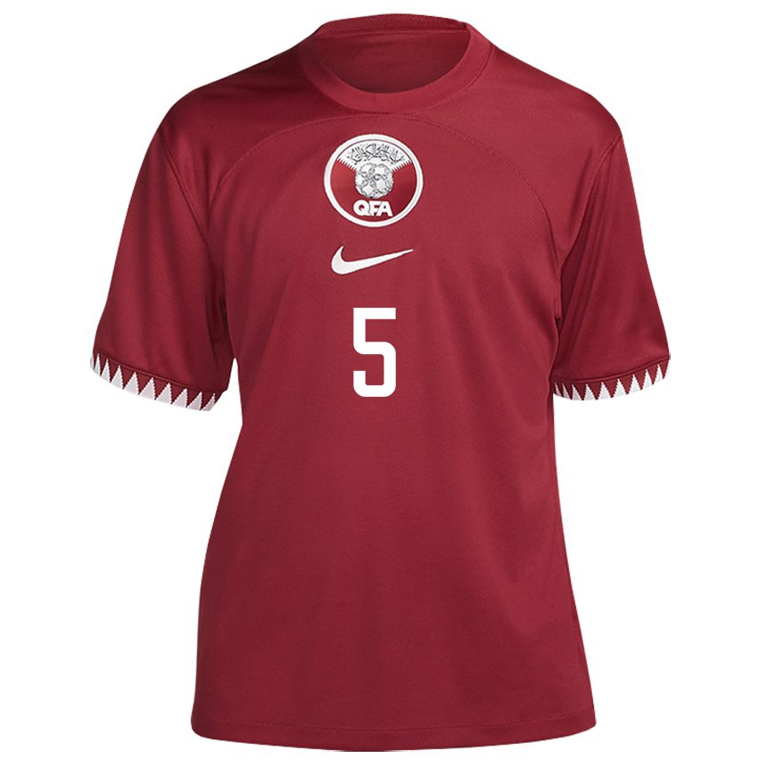 Herren Katarische Dana Al Jassim #5 Kastanienbraun Heimtrikot Trikot 22-24 T-shirt