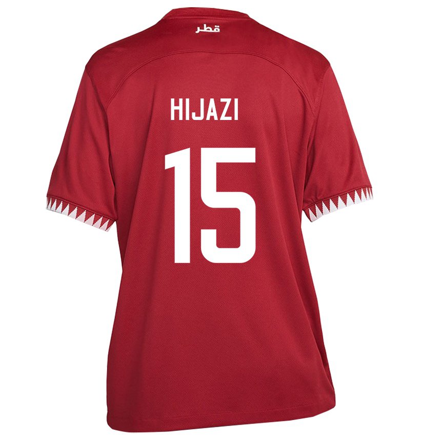 Herren Katarische Asalet Hijazi #15 Kastanienbraun Heimtrikot Trikot 22-24 T-shirt