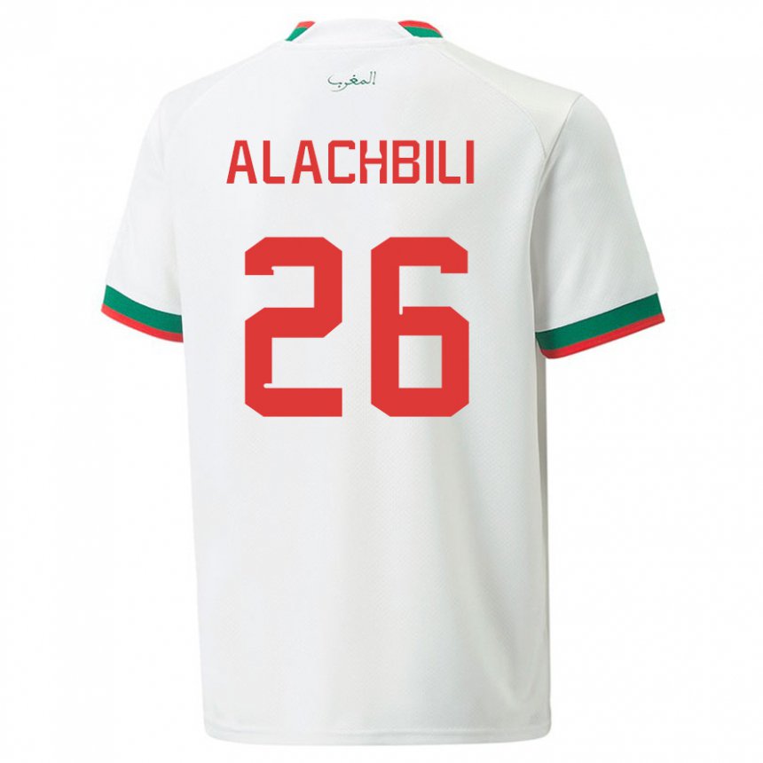 Herren Marokkanische Taha Alachbili #26 Weiß Auswärtstrikot Trikot 22-24 T-shirt