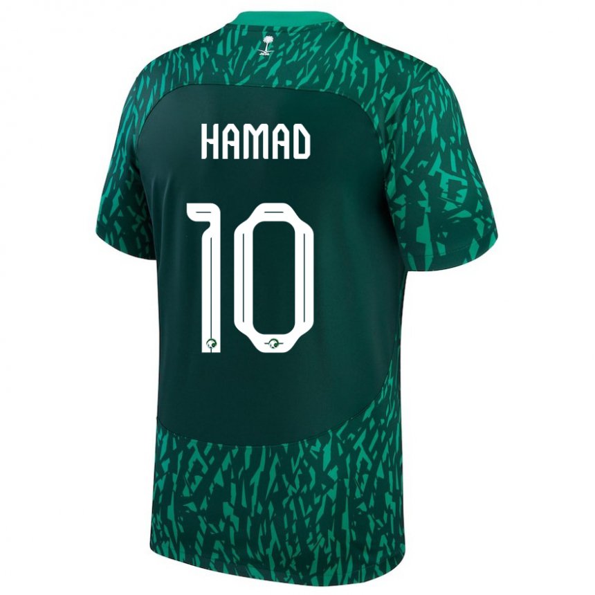 Herren Saudi-arabische Sarah Hamad #10 Dunkelgrün Auswärtstrikot Trikot 22-24 T-shirt