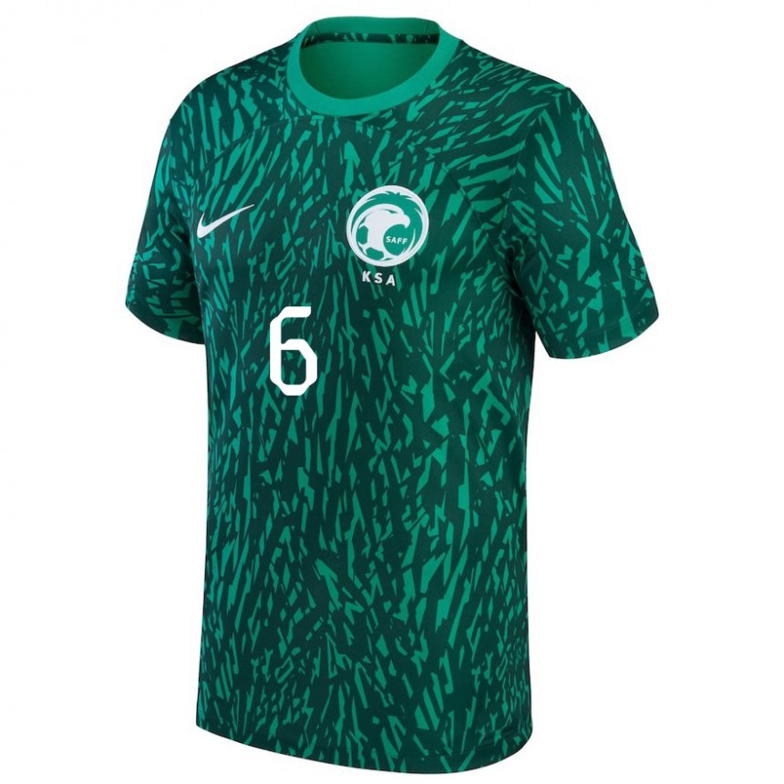 Herren Saudi-arabische Mohammed Barnawi #6 Dunkelgrün Auswärtstrikot Trikot 22-24 T-shirt