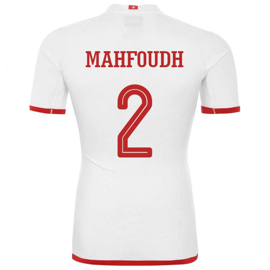 Herren Tunesische Dhikra Mahfoudh #2 Weiß Auswärtstrikot Trikot 22-24 T-shirt