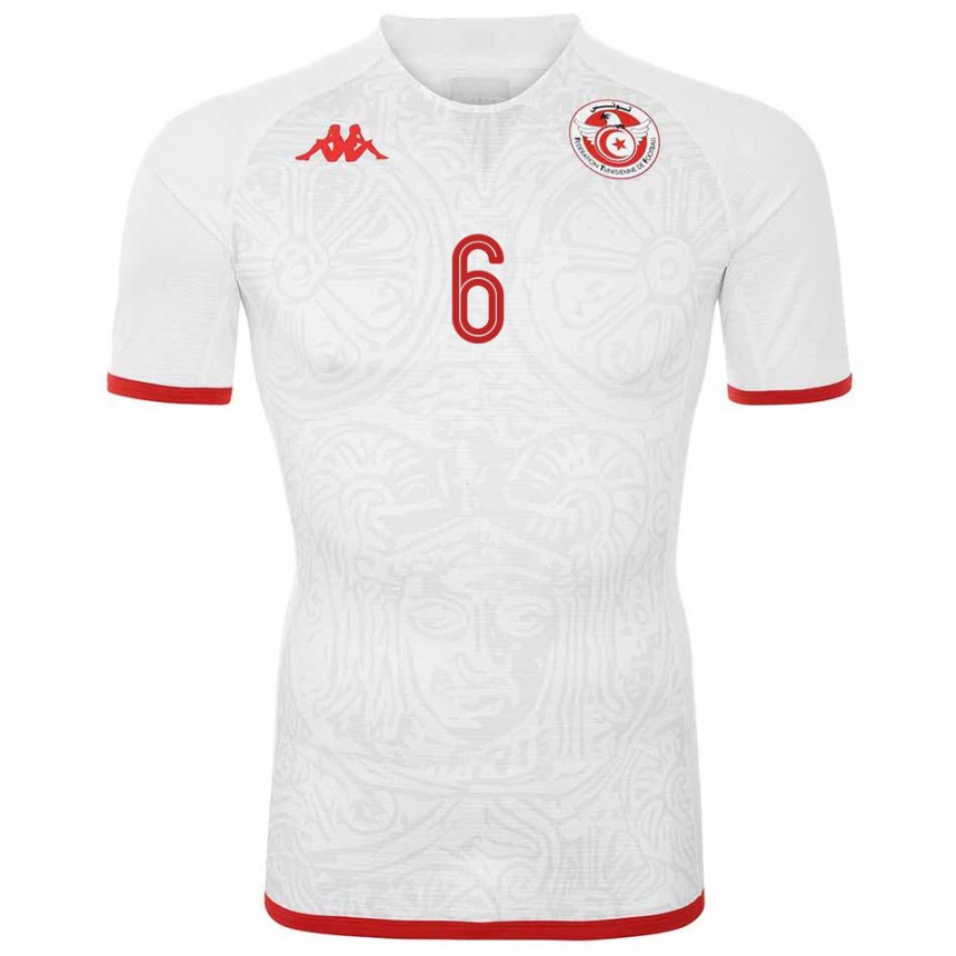Herren Tunesische Gaith Wahbi #6 Weiß Auswärtstrikot Trikot 22-24 T-shirt