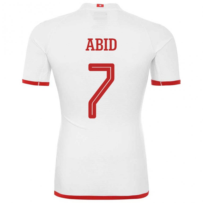 Herren Tunesische Aziz Abid #7 Weiß Auswärtstrikot Trikot 22-24 T-shirt