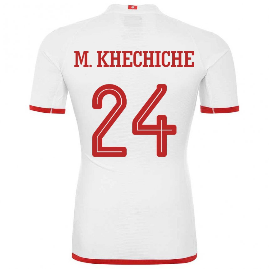 Herren Tunesische Mohamed Amine Khechiche #24 Weiß Auswärtstrikot Trikot 22-24 T-shirt