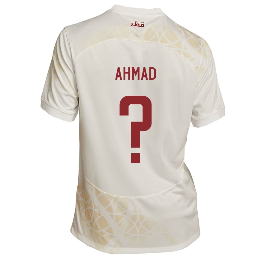 Herren Katarische Homam Ahmad #0 Goldbeige Auswärtstrikot Trikot 22-24 T-shirt