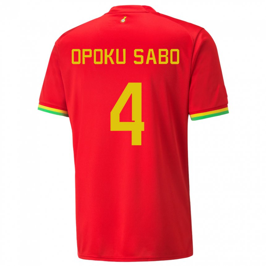 Herren Ghanaische Alex Opoku Sabo #4 Rot Auswärtstrikot Trikot 22-24 T-shirt