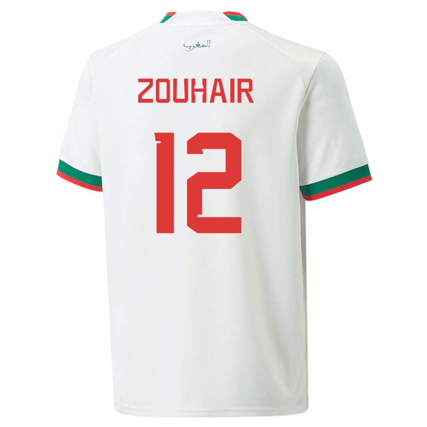 Herren Marokkanische Assia Zouhair #12 Weiß Auswärtstrikot Trikot 22-24 T-shirt