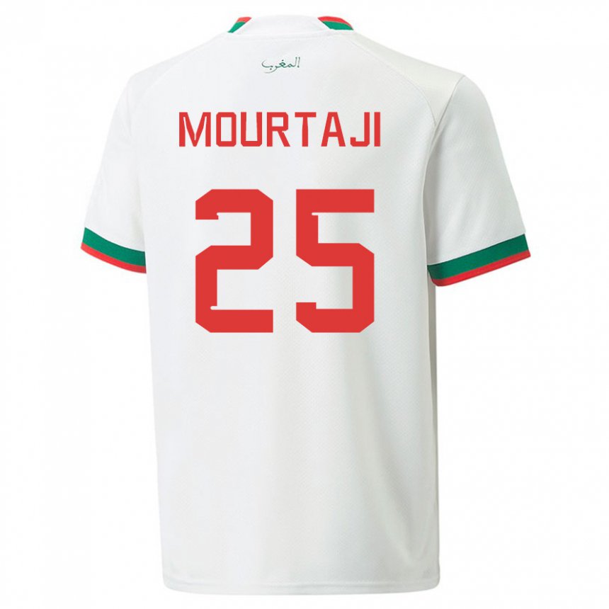 Herren Marokkanische Chaymaa Mourtaji #25 Weiß Auswärtstrikot Trikot 22-24 T-shirt