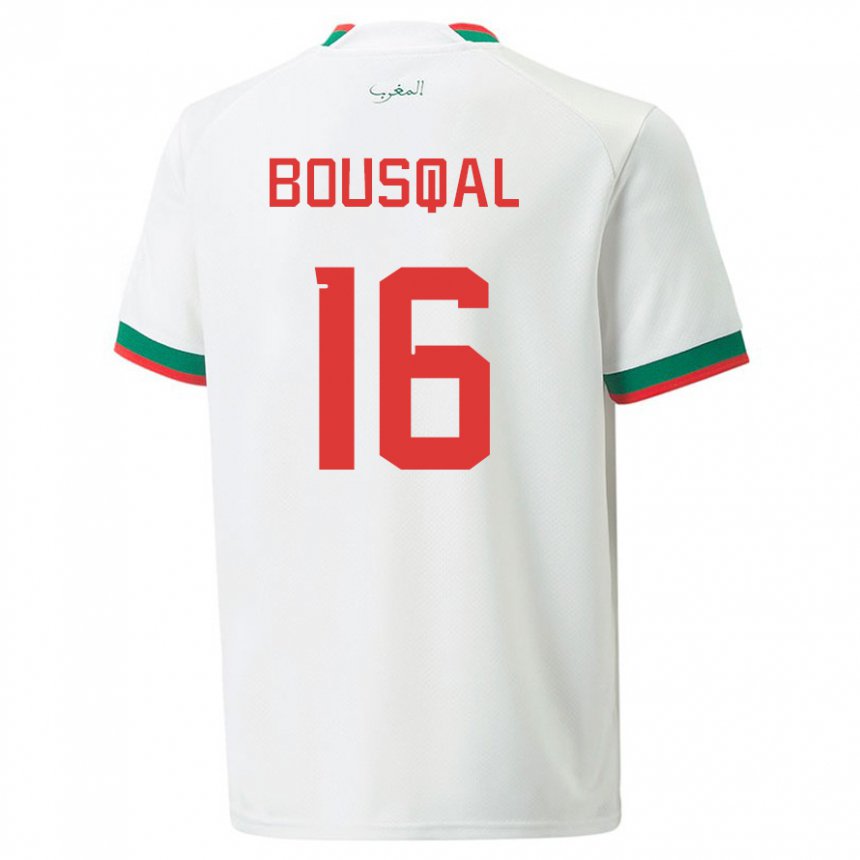 Herren Marokkanische Hamza Bousqal #16 Weiß Auswärtstrikot Trikot 22-24 T-shirt