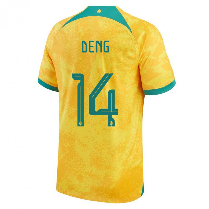 Damen Australische Thomas Deng #14 Gold Heimtrikot Trikot 22-24 T-shirt