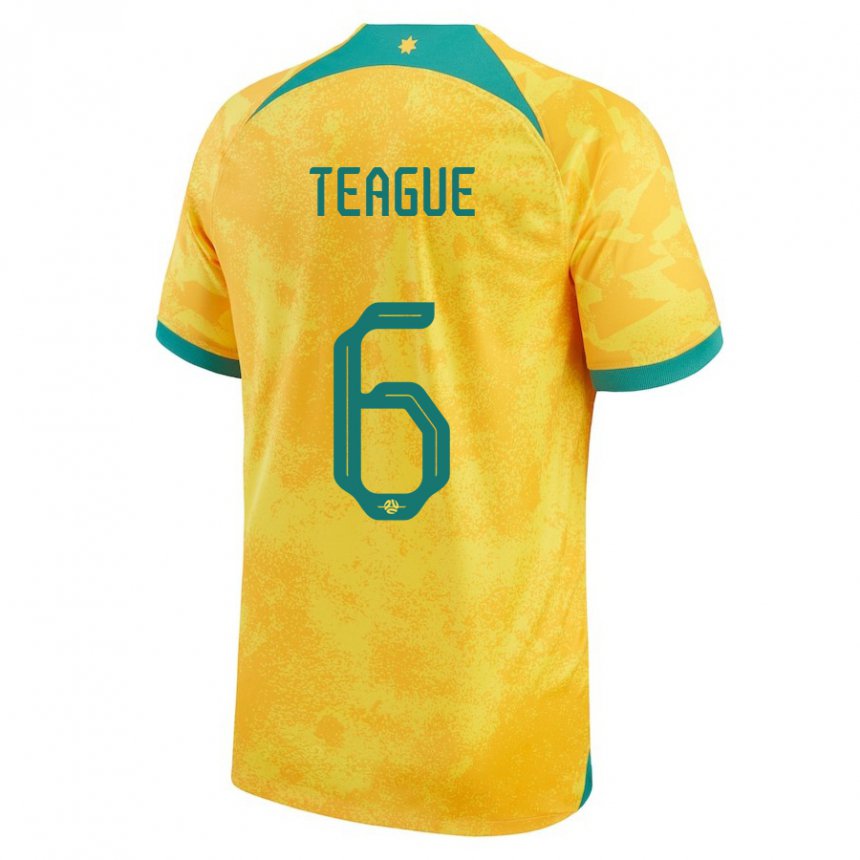 Damen Australische Ryan Teague #6 Gold Heimtrikot Trikot 22-24 T-shirt