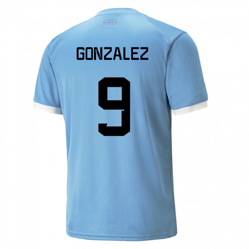 Damen Uruguayische Pamela Gonzalez #9 Blau Heimtrikot Trikot 22-24 T-shirt