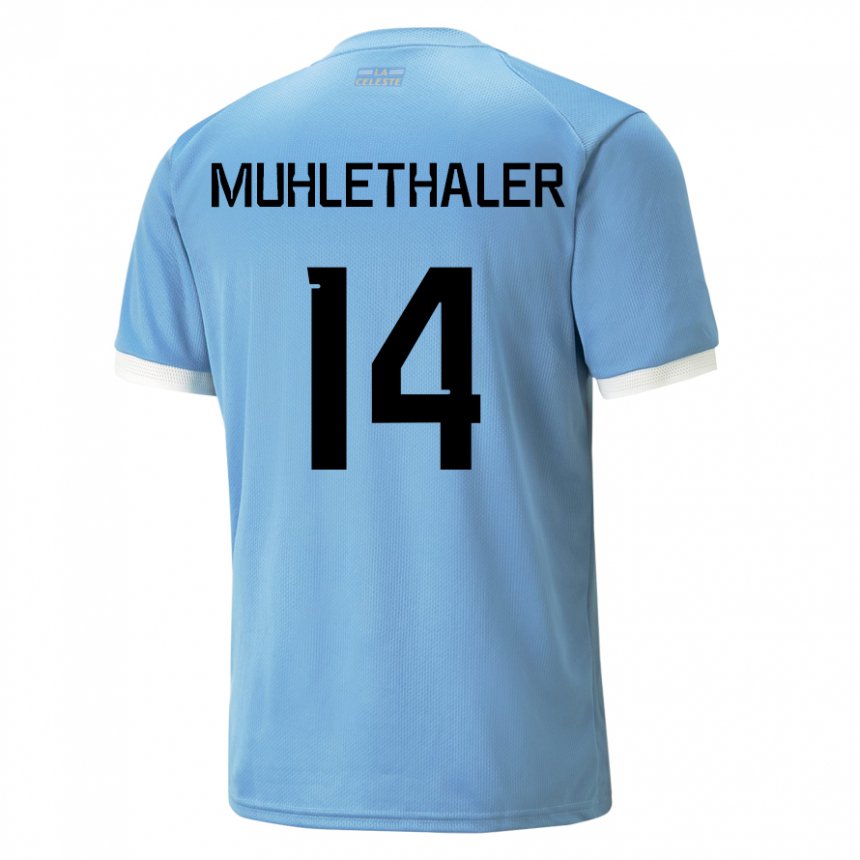 Damen Uruguayische Stiven Muhlethaler #14 Blau Heimtrikot Trikot 22-24 T-shirt