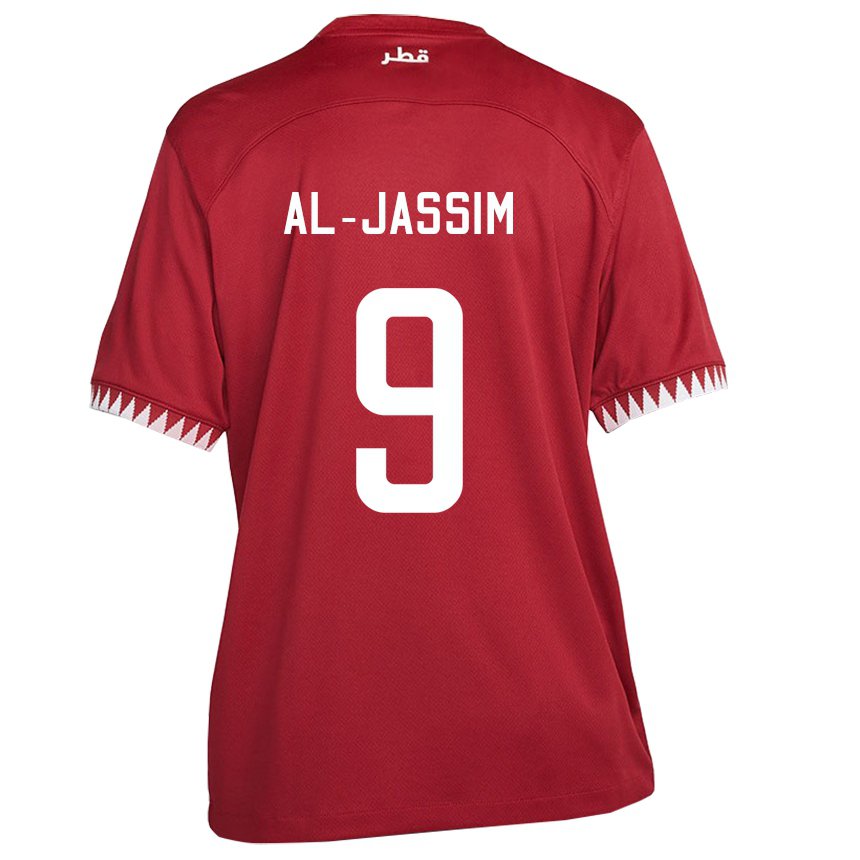 Damen Katarische Kholoud Al Jassim #9 Kastanienbraun Heimtrikot Trikot 22-24 T-shirt