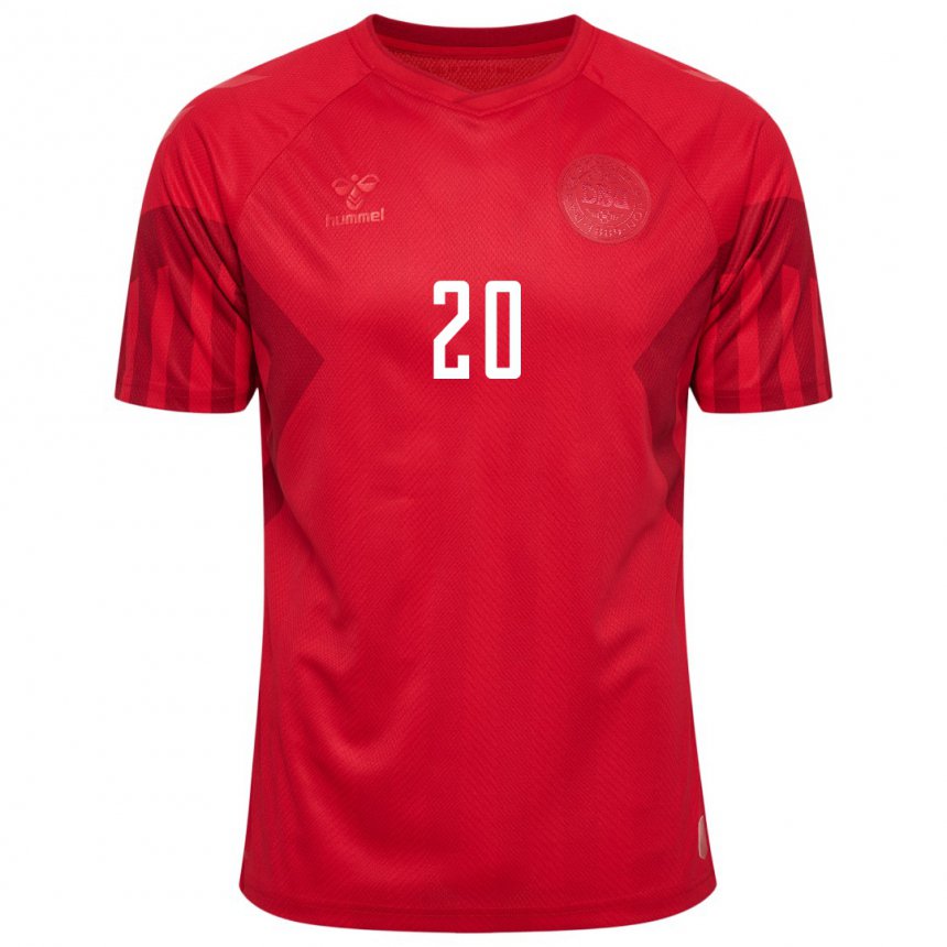 Damen Dänische Gustav Christensen #20 Rot Heimtrikot Trikot 22-24 T-shirt