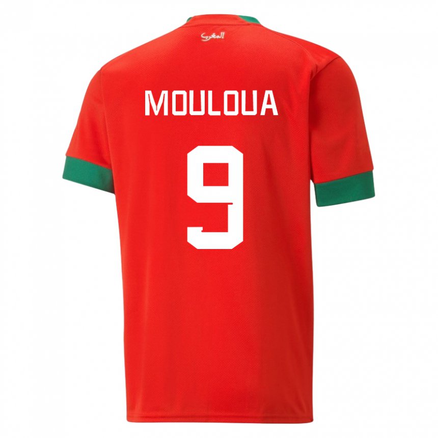 Damen Marokkanische Ayoub Mouloua #9 Rot Heimtrikot Trikot 22-24 T-shirt