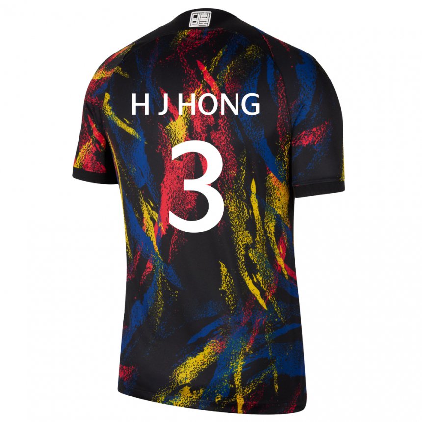 Damen Südkoreanische Hong Hye Ji #3 Mehrfarbig Auswärtstrikot Trikot 22-24 T-shirt