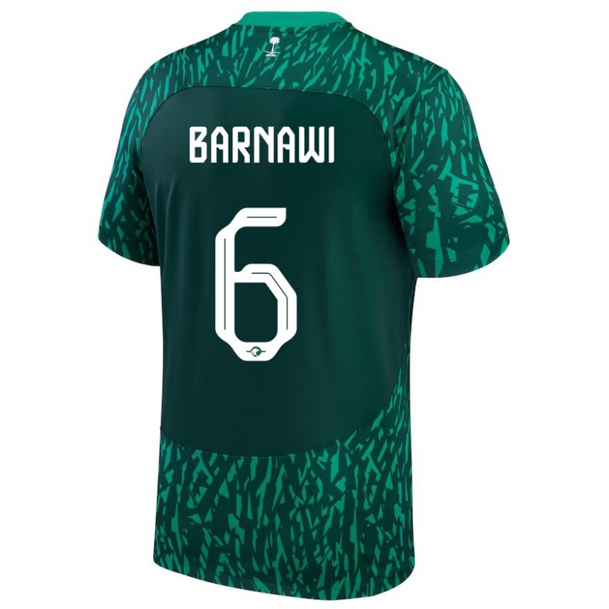 Damen Saudi-arabische Mohammed Barnawi #6 Dunkelgrün Auswärtstrikot Trikot 22-24 T-shirt