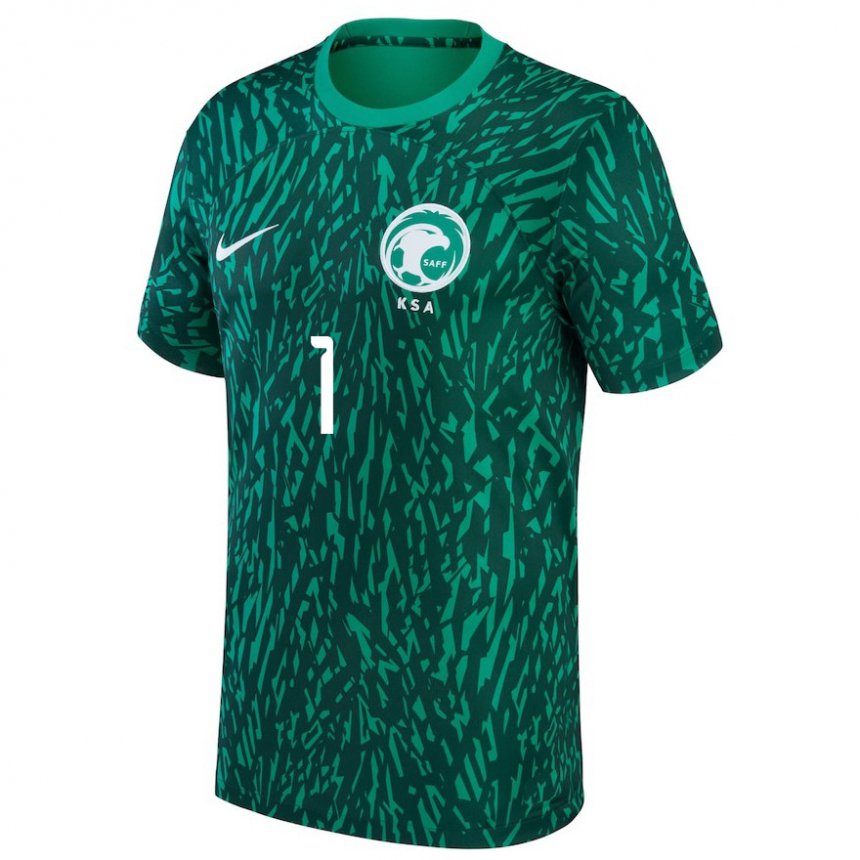 Damen Saudi-arabische Abdulrahman Alsanbi #1 Dunkelgrün Auswärtstrikot Trikot 22-24 T-shirt