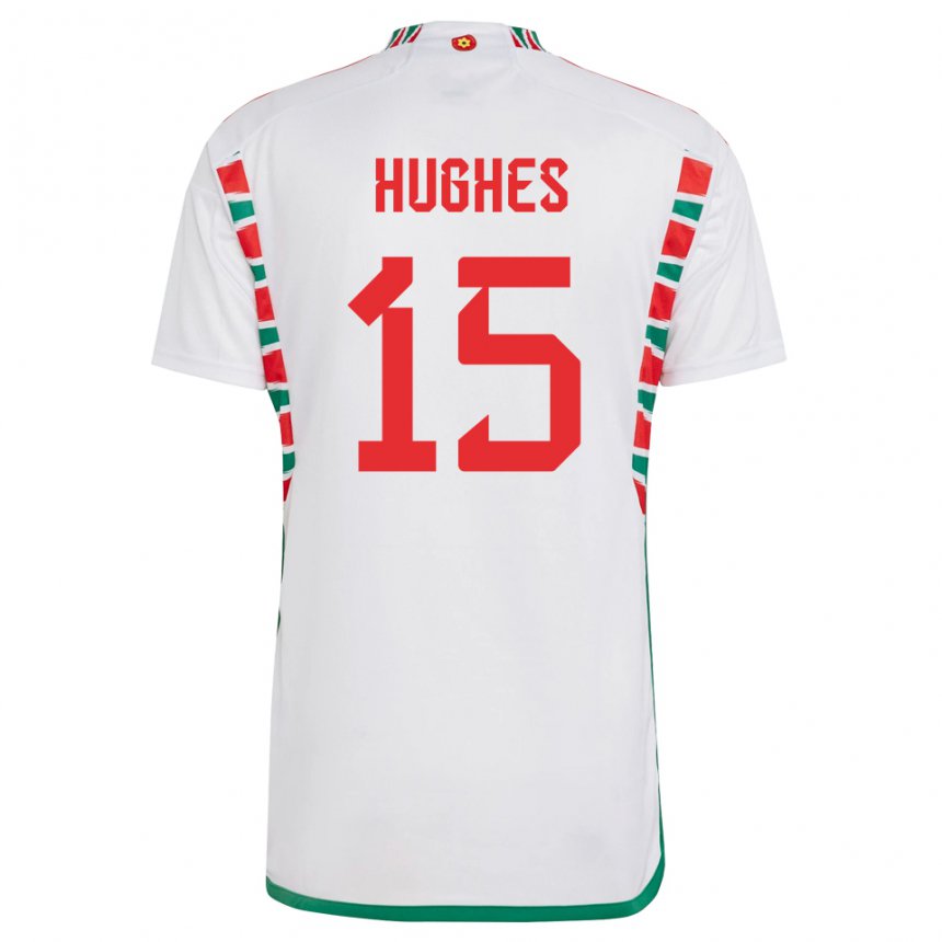 Damen Walisische Elise Hughes #15 Weiß Auswärtstrikot Trikot 22-24 T-shirt