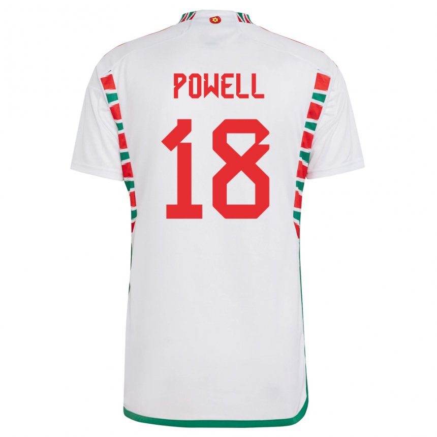 Damen Walisische Ella Powell #18 Weiß Auswärtstrikot Trikot 22-24 T-shirt