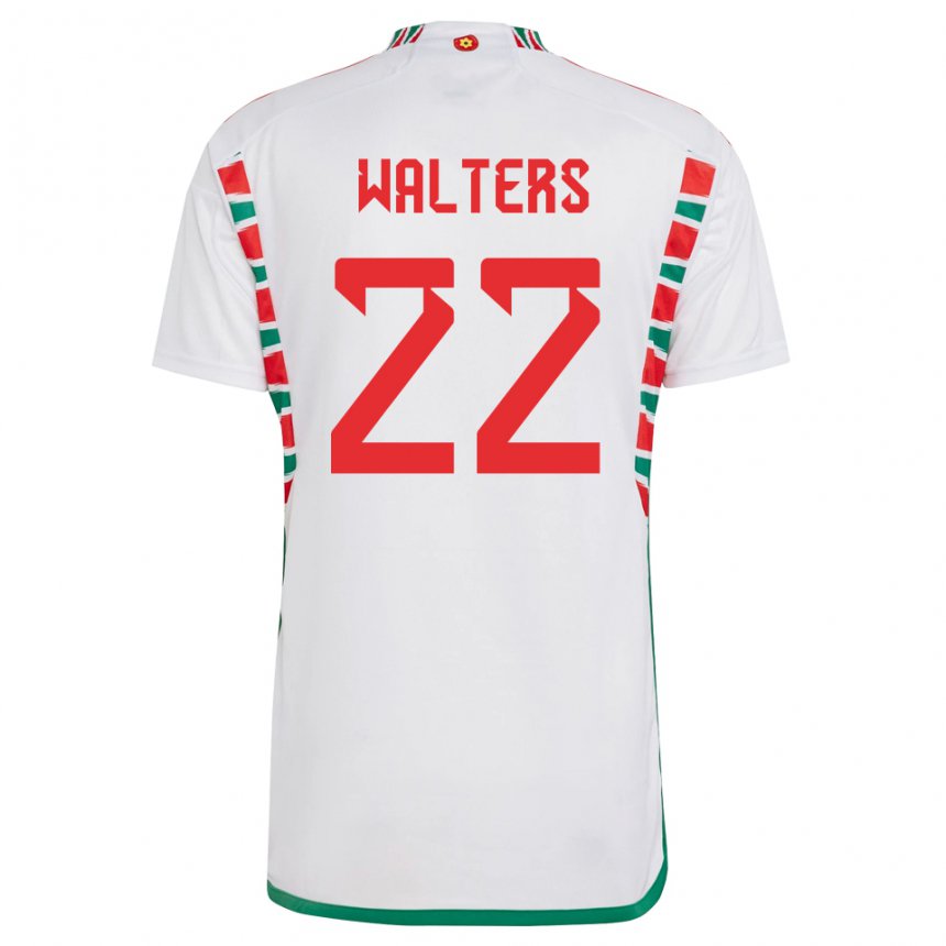 Damen Walisische Georgia Walters #22 Weiß Auswärtstrikot Trikot 22-24 T-shirt