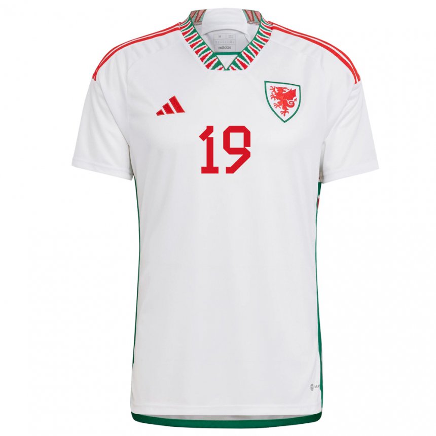 Damen Walisische Morgan Wigley #19 Weiß Auswärtstrikot Trikot 22-24 T-shirt