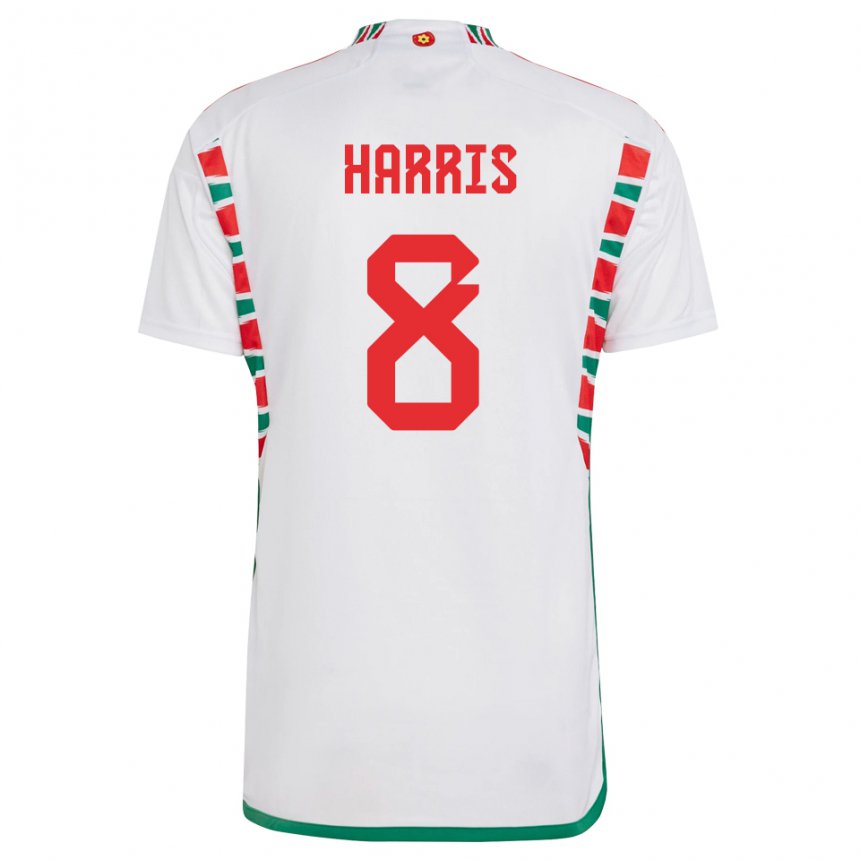 Damen Walisische Luke Harris #8 Weiß Auswärtstrikot Trikot 22-24 T-shirt