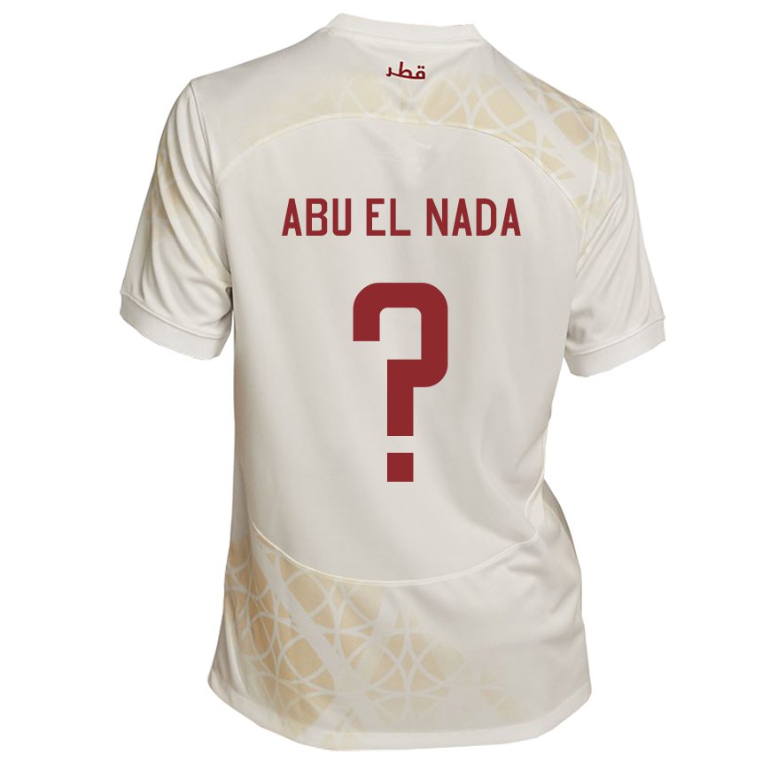 Damen Katarische Mahmoud Abu El Nada #0 Goldbeige Auswärtstrikot Trikot 22-24 T-shirt