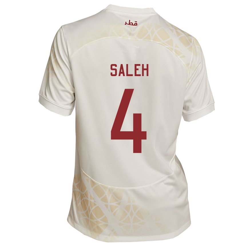 Damen Katarische Hagar Saleh #4 Goldbeige Auswärtstrikot Trikot 22-24 T-shirt