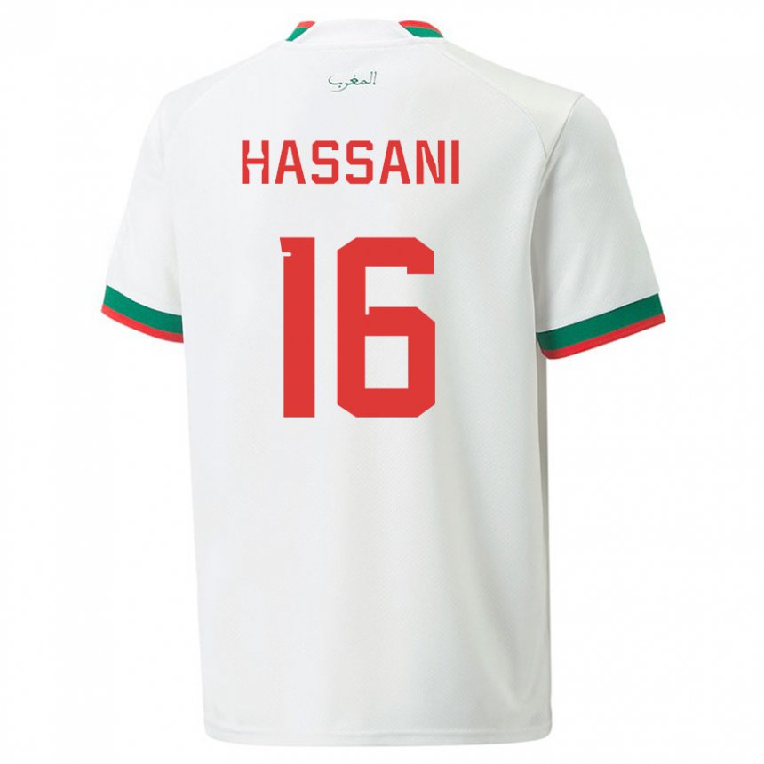 Damen Marokkanische Samya Hassani #16 Weiß Auswärtstrikot Trikot 22-24 T-shirt