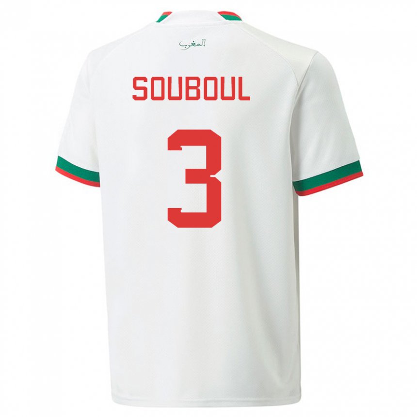 Damen Marokkanische Mohamed Souboul #3 Weiß Auswärtstrikot Trikot 22-24 T-shirt