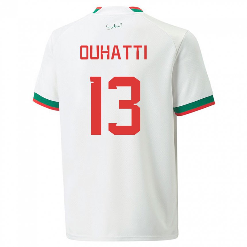 Damen Marokkanische Aymane Ouhatti #13 Weiß Auswärtstrikot Trikot 22-24 T-shirt