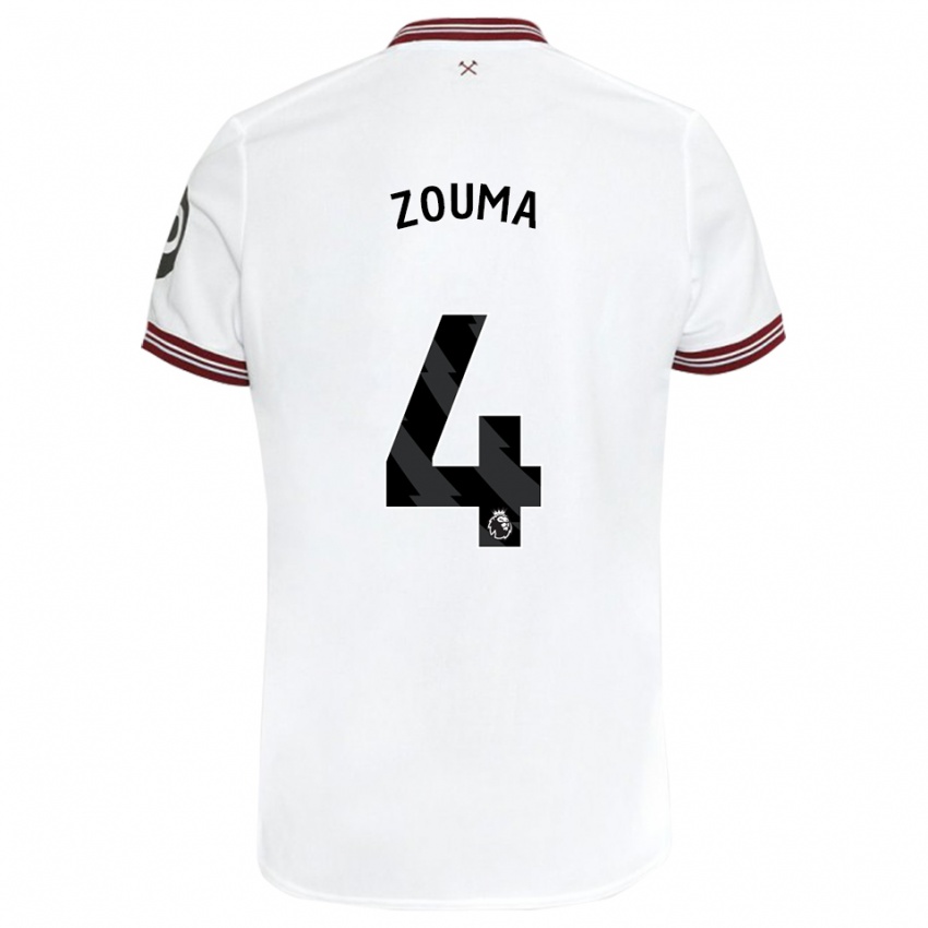 Kinder Kurt Zouma #4 Weiß Auswärtstrikot Trikot 2023/24 T-Shirt