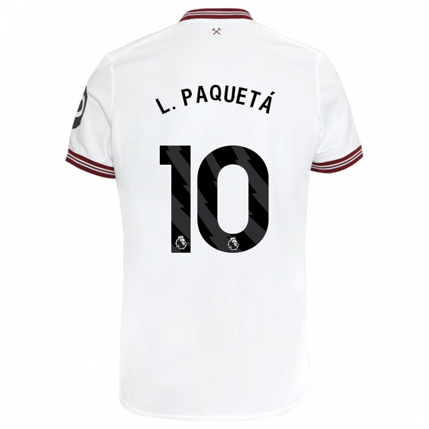 Kinder Lucas Paqueta #10 Weiß Auswärtstrikot Trikot 2023/24 T-Shirt