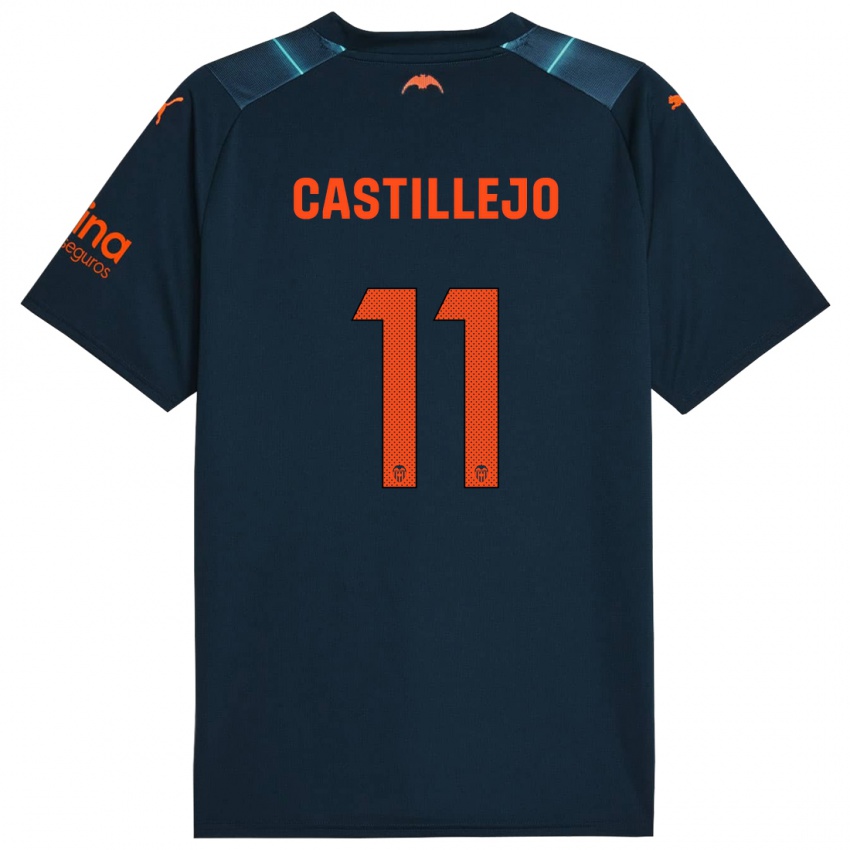 Kinder Samu Castillejo #11 Marineblau Auswärtstrikot Trikot 2023/24 T-Shirt