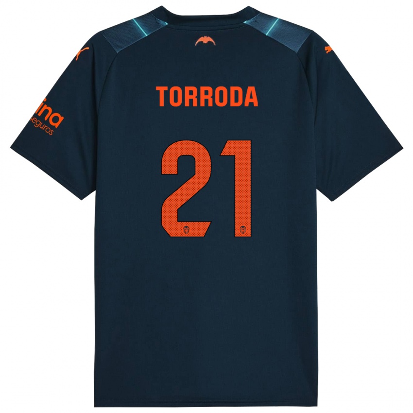 Kinder Anna Torroda #21 Marineblau Auswärtstrikot Trikot 2023/24 T-Shirt