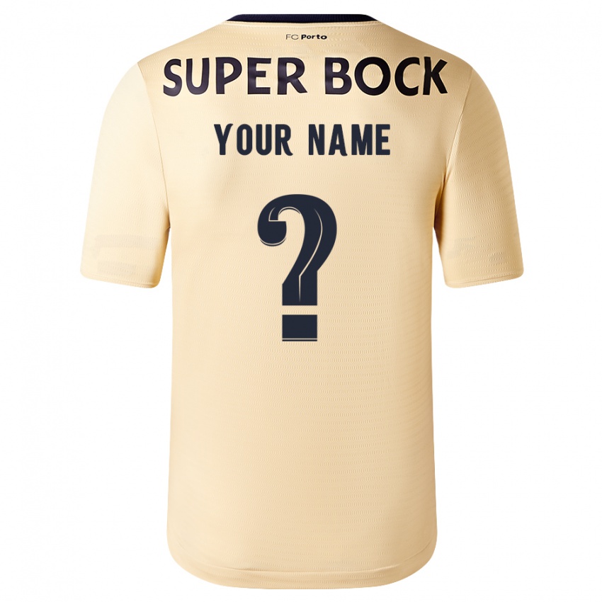 Kinder Ihren Namen #0 Beige-Gold Auswärtstrikot Trikot 2023/24 T-Shirt