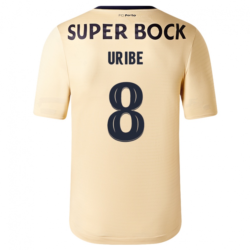 Kinder Mateus Uribe #8 Beige-Gold Auswärtstrikot Trikot 2023/24 T-Shirt