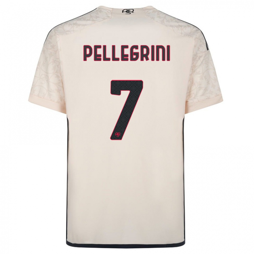 Kinder Lorenzo Pellegrini #7 Cremefarben Auswärtstrikot Trikot 2023/24 T-Shirt