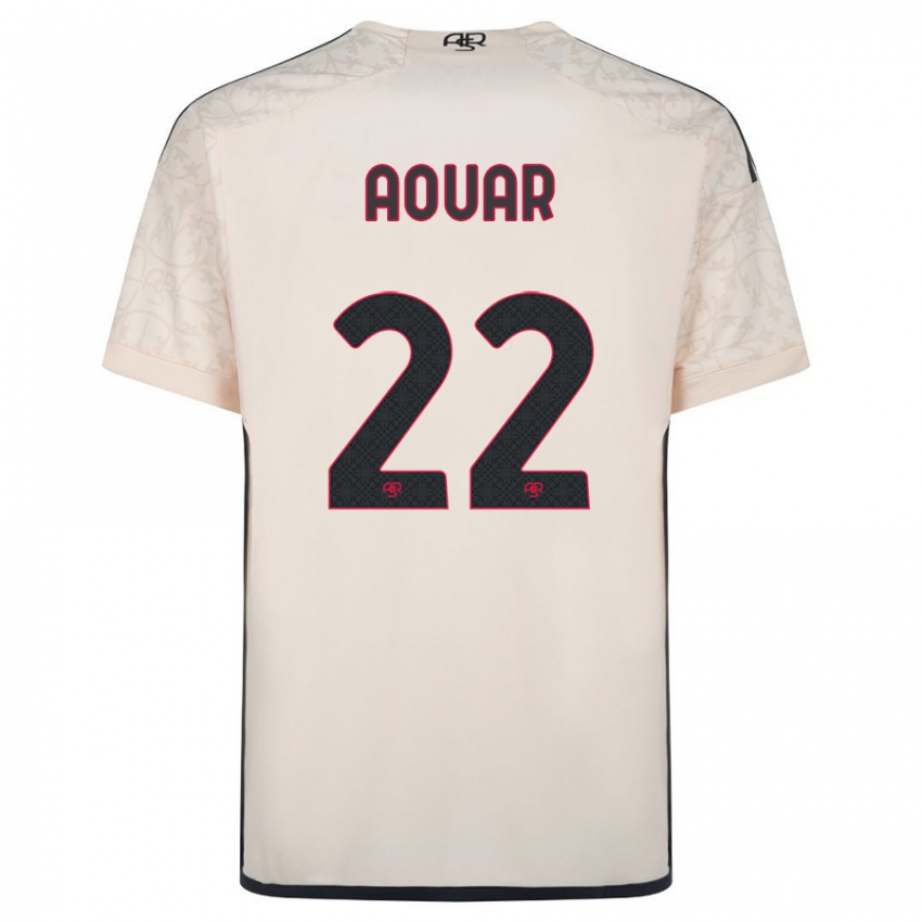 Kinder Houssem Aouar #22 Cremefarben Auswärtstrikot Trikot 2023/24 T-Shirt