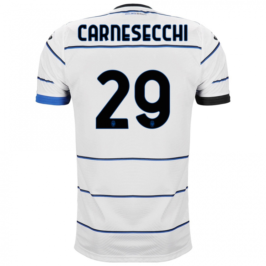 Kinder Marco Carnesecchi #29 Weiß Auswärtstrikot Trikot 2023/24 T-Shirt