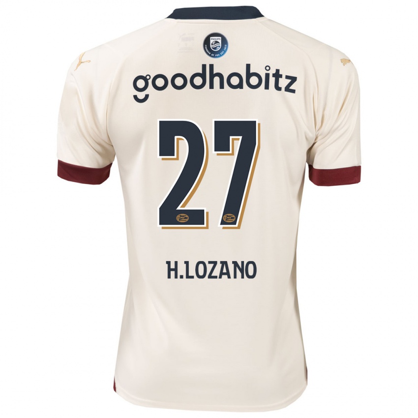 Herren Hirving Lozano #27 Cremefarben Auswärtstrikot Trikot 2023/24 T-Shirt