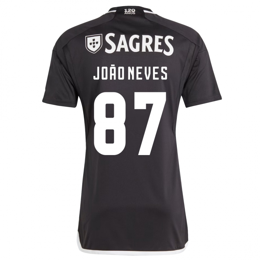 Herren João Neves #87 Schwarz Auswärtstrikot Trikot 2023/24 T-Shirt