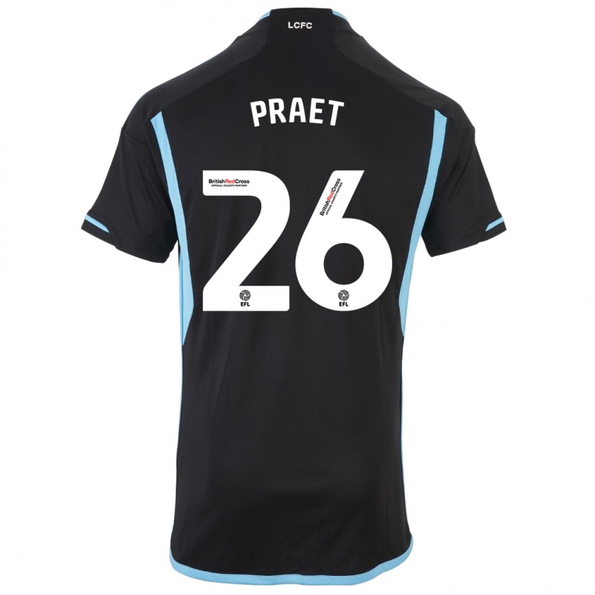 Damen Dennis Praet #26 Schwarz Auswärtstrikot Trikot 2023/24 T-Shirt